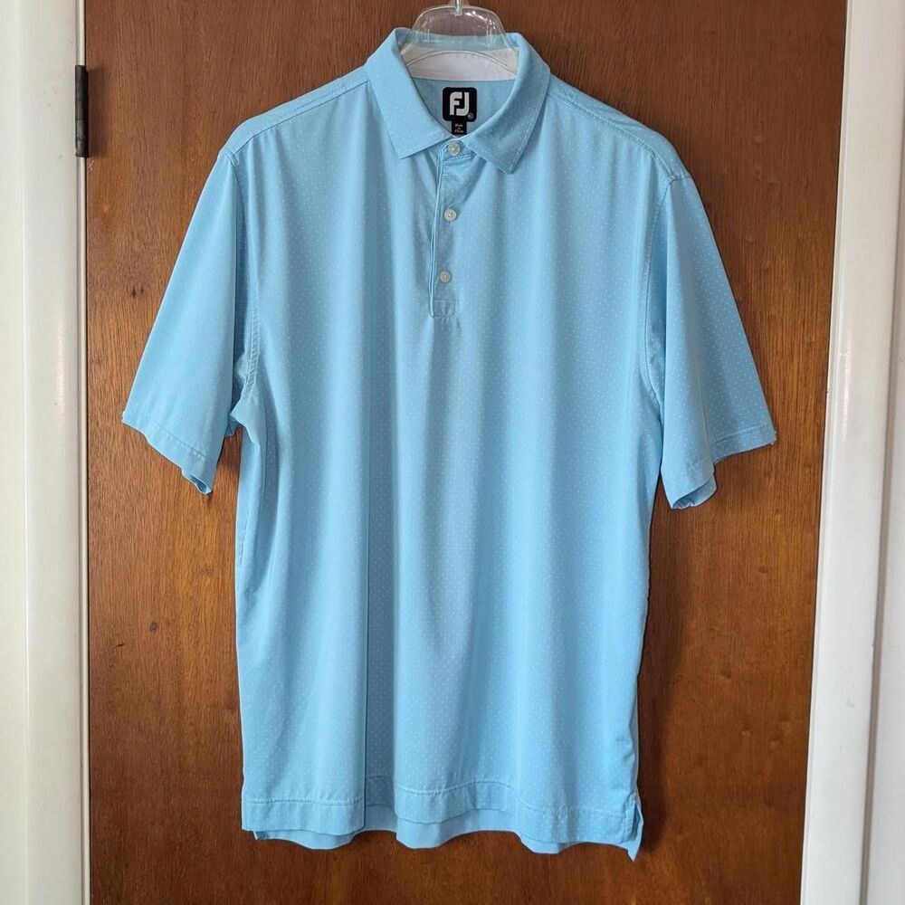 FJ FootJoy Sky Blue Performance Golf Polo Shirt Mens size XL